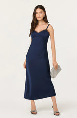Lbruh Nevaeh Satin Lace Trim Midi Dress