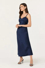 Lbruh Nevaeh Satin Lace Trim Midi Dress