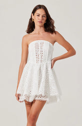 Lbruh Deasia Strapless Eyelet Mini Dress