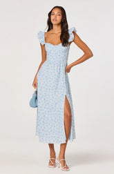 Inixyf Wedelia Ruffle Strap Eyelet Corset Midi Dress