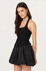 Lbruh Giavanna Mixed Media Halter Mini Dress