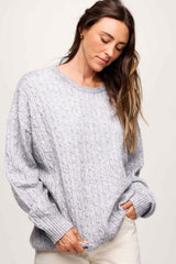 Cozy Knit Cable Crewneck Sweater | Heather Grey
