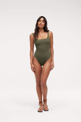 Square Neck One Piece | Darkest Olive