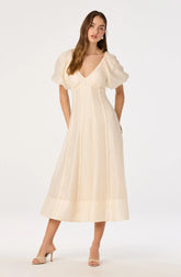 Inixyf Kathaleya Puff Sleeve Midi Dress