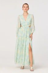 Inixyf Klarissa Floral Cutout Balloon Sleeve Maxi Dress