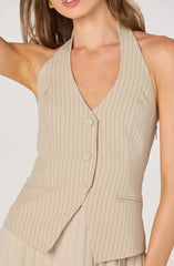 Lbruh Halter Vest Pleated Mini Dress