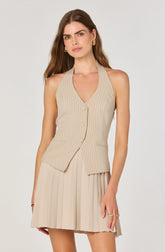 Lbruh Halter Vest Pleated Mini Dress