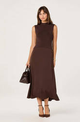 Lbruh High Neck Tie-Back Midi Dress
