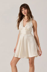 Lbruh Mielle Satin Halter Mini Dress