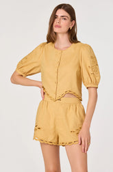 Inixyf Joellyn Embroidered Puff Sleeve Top