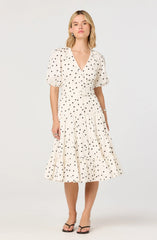 Inixyf Minnie Polka Dot Tiered Midi Dress