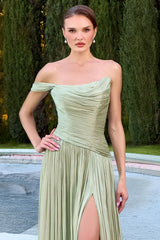 Britta Gown - One-Shoulder A-line Shimmer Chiffon Dress