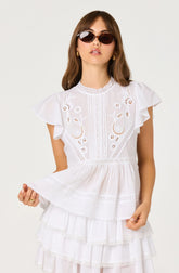 Inixyf Jenny Eyelet Flutter Sleeve Top