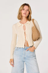 Inixyf Fannie Cable-Knit Tie-Front Cardigan