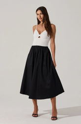 Lbruh Contrast Mixed Media Midi Dress