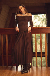Lbruh Tanaia Pleated Mixed Media Maxi Dress