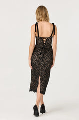 Lbruh Donne Floral Lace Midi Dress