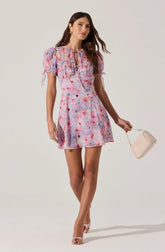 Lbruh Floral Puff Sleeve Mini Dress
