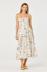 Inixyf Ansley Novelty Print Linen Midi Dress
