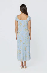 Inixyf Florence Floral Puff Sleeve Midi Dress