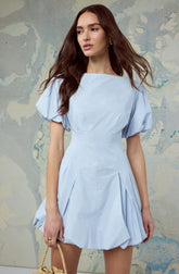 Lbruh Kattie Puff Sleeve Bubble Hem Mini Dress