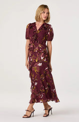 Lbruh Bennet Floral Ruffle Trim Midi Dress