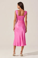 Lbruh Enola Satin Smocked Midi Dress