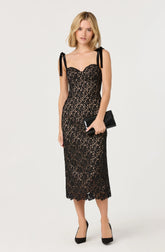 Lbruh Donne Floral Lace Midi Dress