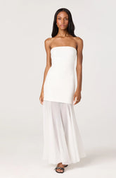 Inixyf Lizet Strapless Mini Dress with Sheer Maxi Overlay