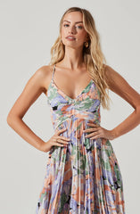 Inixyf Blythe Floral Plisse Midi Dress