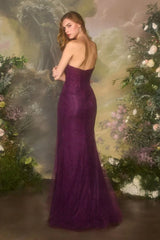 A1497 - Strapless Lace Evening Gown - Andrea & Leo