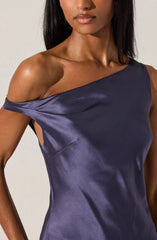 Lbruh Elain Satin Off Shoulder Midi Dress