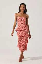 Lbruh Asymmetrical Tiered Ruffle Midi Dress