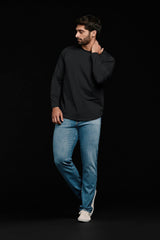 Long Sleeve Curved Hem T-Shirt | Black