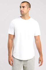 Short Sleeve Curved Hem T-Shirt | White
