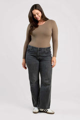 Long Sleeve Crewneck Bodysuit | Mocha