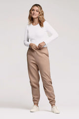 Long Sleeve Ribbed Crewneck Bodysuit | White