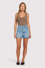 Seamless Scoop Tank Bodysuit | Mocha