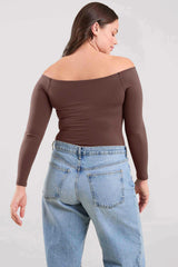Off The Shoulder Bodysuit | Coffee