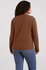 Vintage Cotton Long Sleeve Everyday T-Shirt | Chocolate