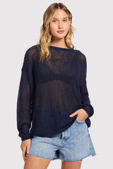 Open Knit Sweater | Navy