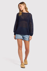 Open Knit Sweater | Navy