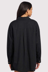 Linen Boyfriend Shirt | Black