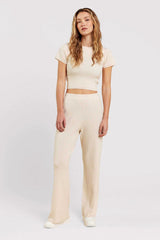 Ribbed Sweater Wide Leg Pant | Heather Bone