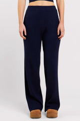 Ribbed Sweater Wide Leg Pant | Navy