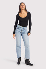 Slinky Rib Long Sleeve Bodysuit | Black