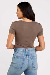 Slinky Rib Short Sleeve Bodysuit | Mocha