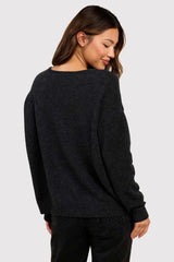 Cozy Knit V-Neck Sweater | Black