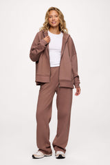 Core Fleece Two Way Zip Hoodie | Cocoa