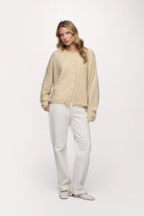 Cozy Knit Boxy Cardigan | Heather Oat